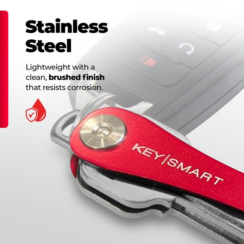 key smart KeySmart Original Key Holder - Compact Key Organizer for Key Chain, Minimalist Clutter-Free EDC Keychains Key Ring, Red, 14 Keys - Image 5